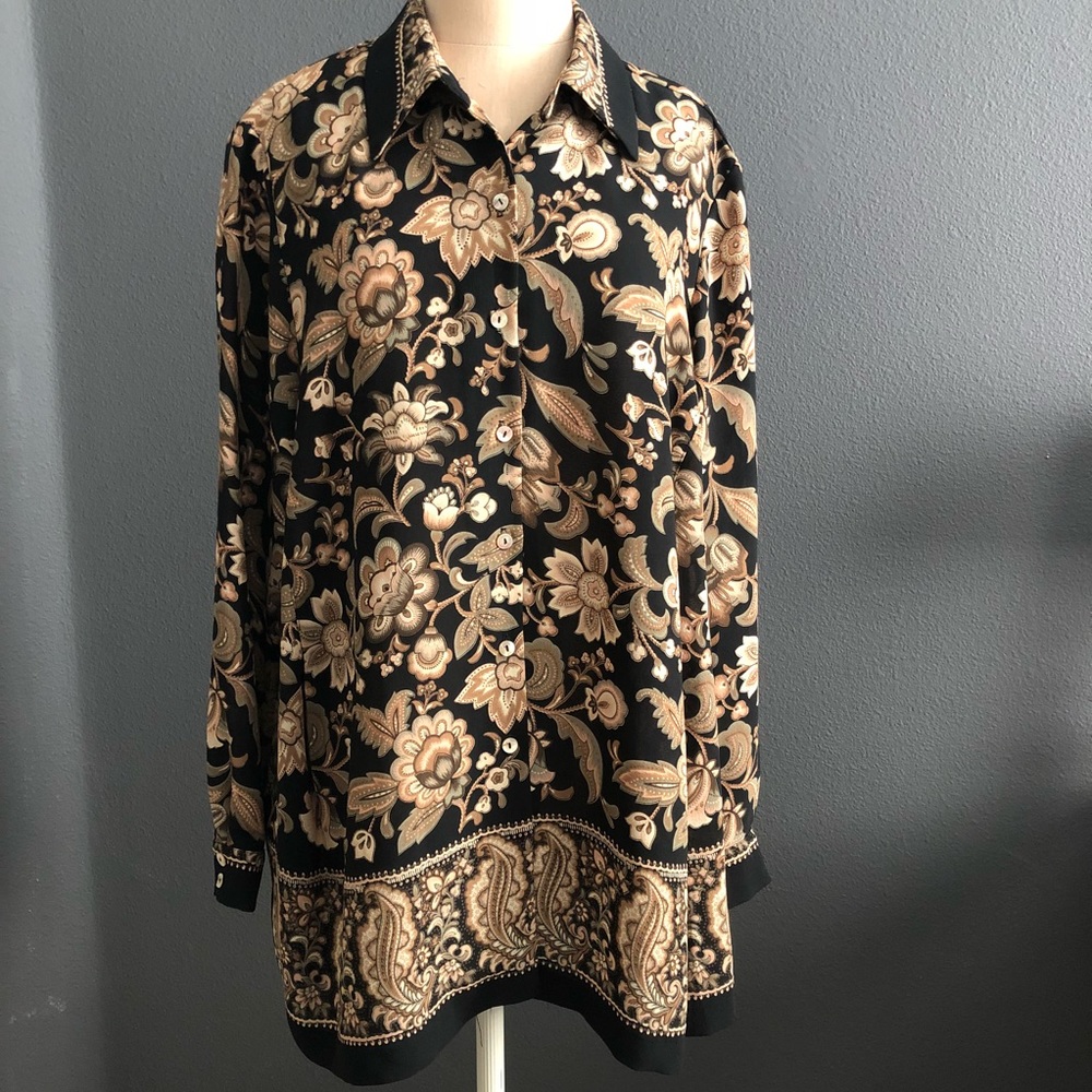 Mimi Maternity Floral Bordered Ling Sleeve Blouse